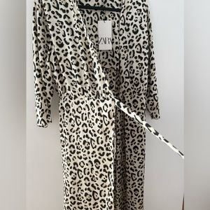 Zara satin animal print wrap dress size large